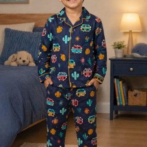 Boys Cars Print Nightsuit – Comfortable Kids Sleepwear