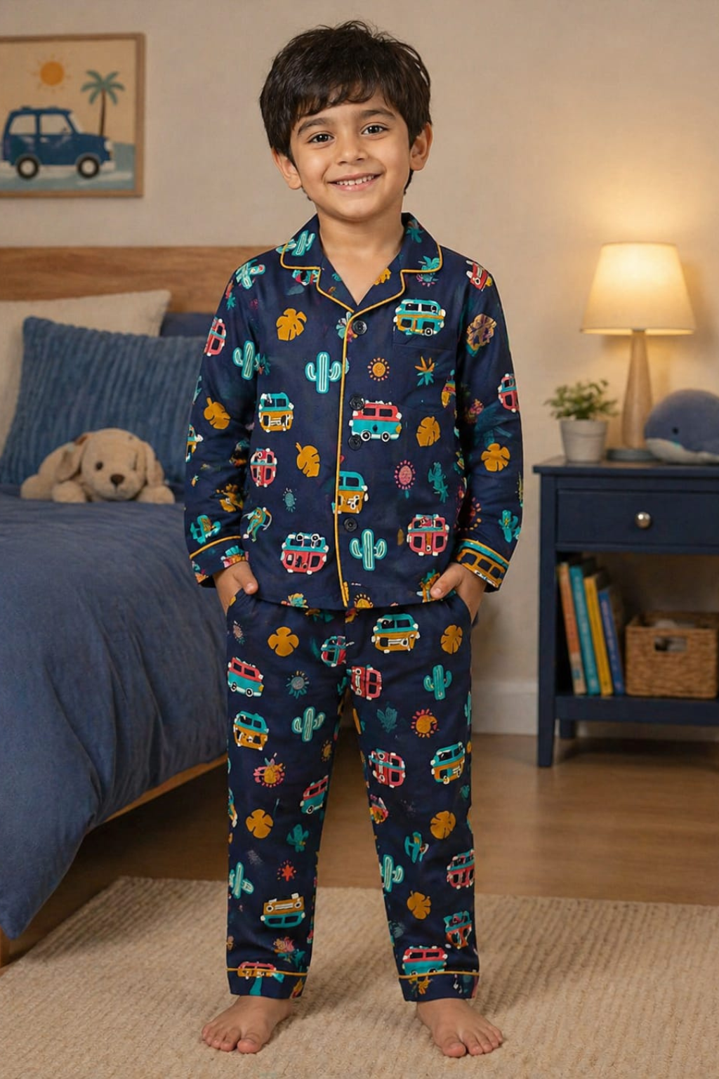 Boys Cars Print Nightsuit – Comfortable Kids Sleepwear