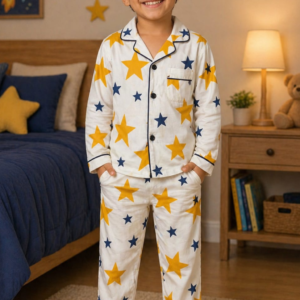 Blue Stars Print Nightsuit – Soft & Comfortable Kids Wear