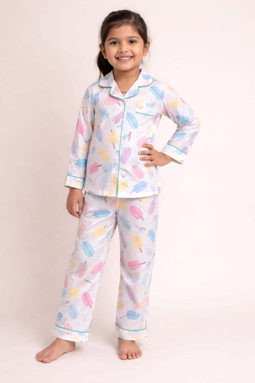 Girls Ice Cream Print Nightsuit – Fun & Cozy Sleepwear